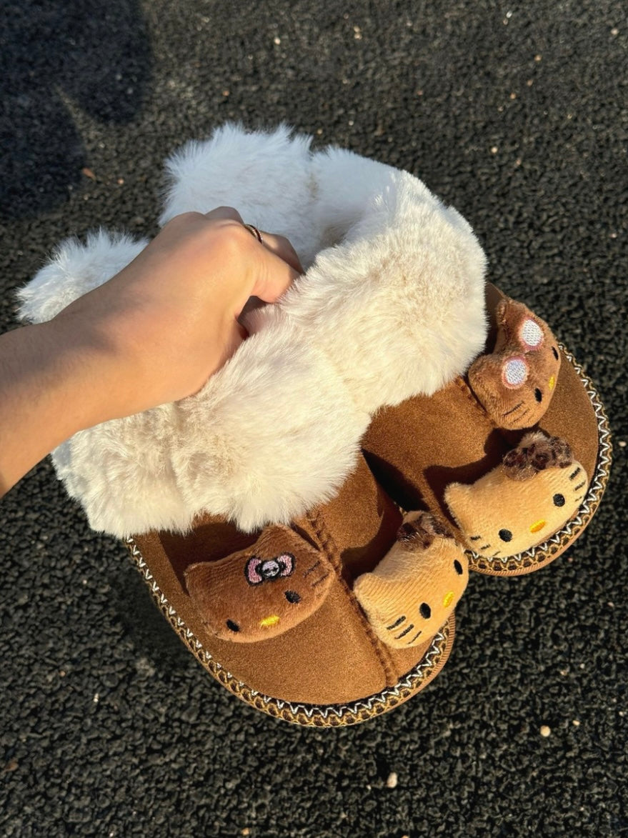 Mocha Plush Slides